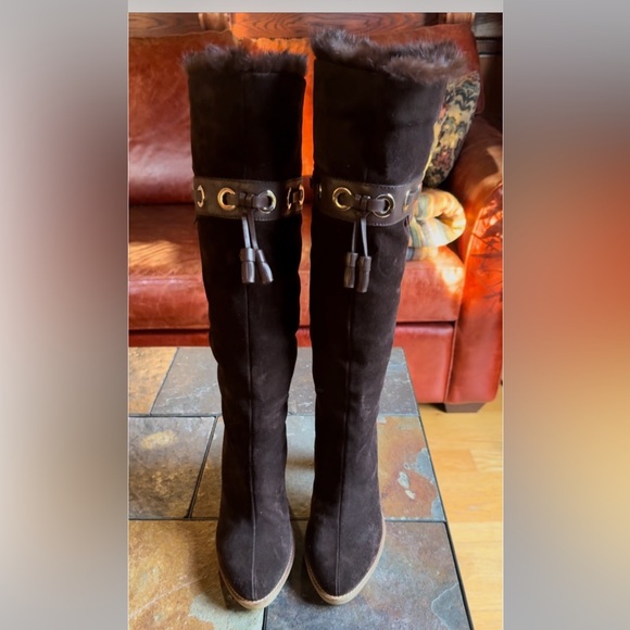 GUCCI💥NOW ON TREND❗️💥Rare Super Luxurious Mink lining tall dark brown EUC size 8 - Picture 13 of 16